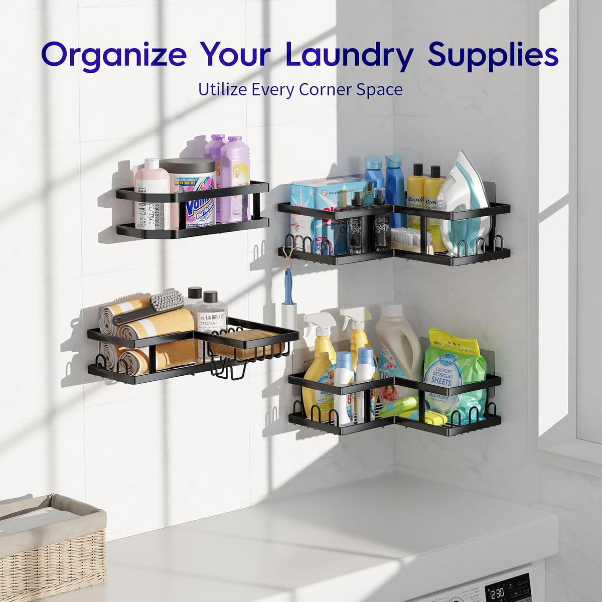 Youvip No Drill Shower Caddy 5-Pack Ideal Gift for College Dorm and Studio Living