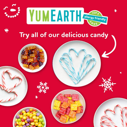 YumEarth Organic Candy Cane Lollipops - Holiday Stocking Stuffer for Women and Mom, Individually Wrapped Peppermint Pops, 30 Count