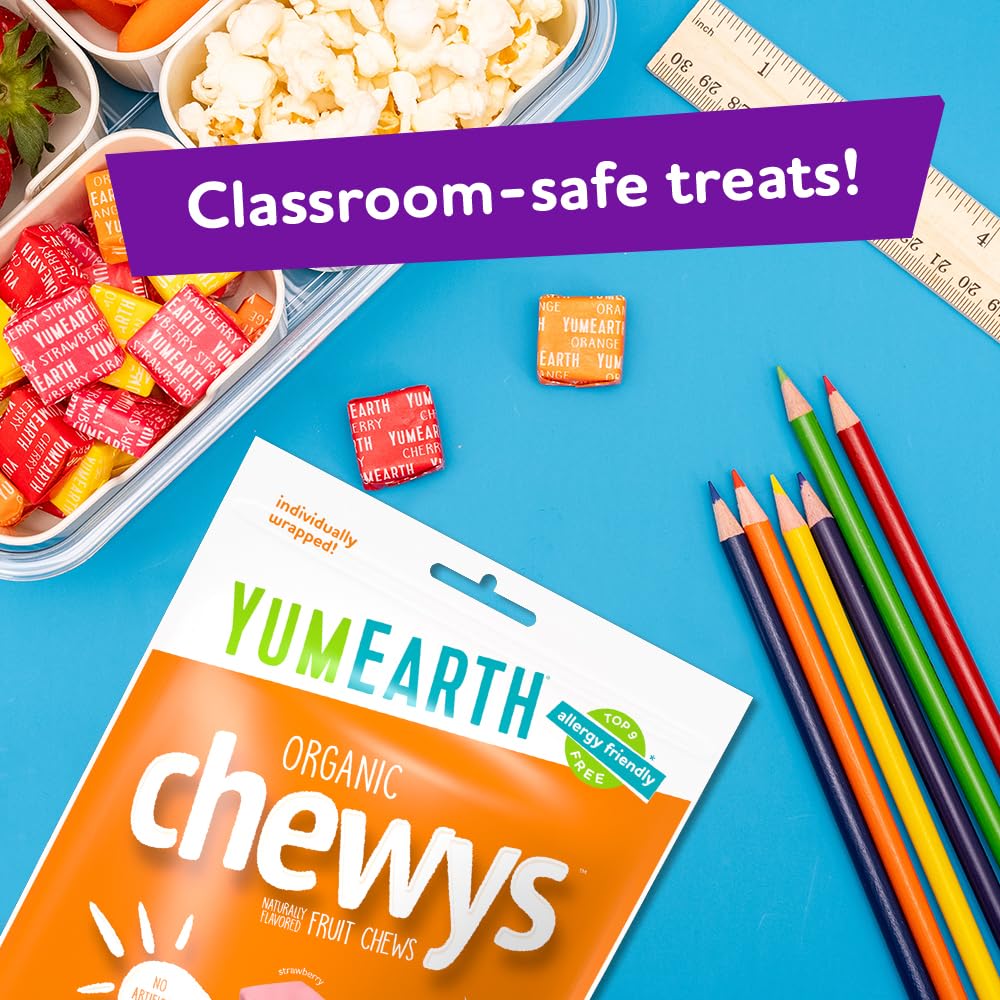 YumEarth Organic Chewys Assorted Fruit Candy – Allergy Safe Lunchbox Treats for School Kids
