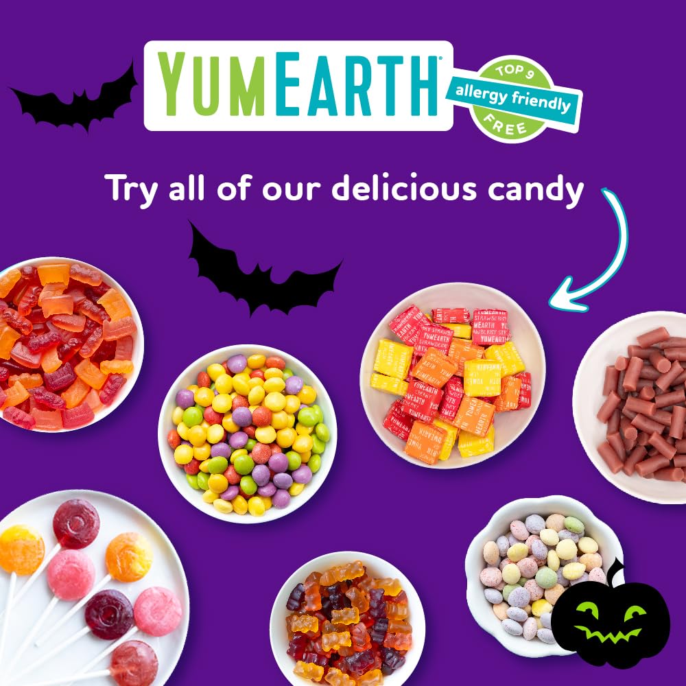 YumEarth Organic Halloween Lollipops - Allergy Friendly Candy for Kids Lunchboxes and Classroom Parties, Top 9 Allergen Free, 40 Count