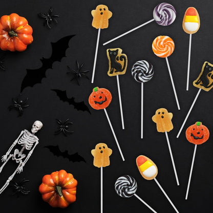 Yumzo Halloween Lollipop Suckers 24 Pack – Individually Sealed Hygienic Candy for Safe Trick or Treat Handouts and Classroom Distribution