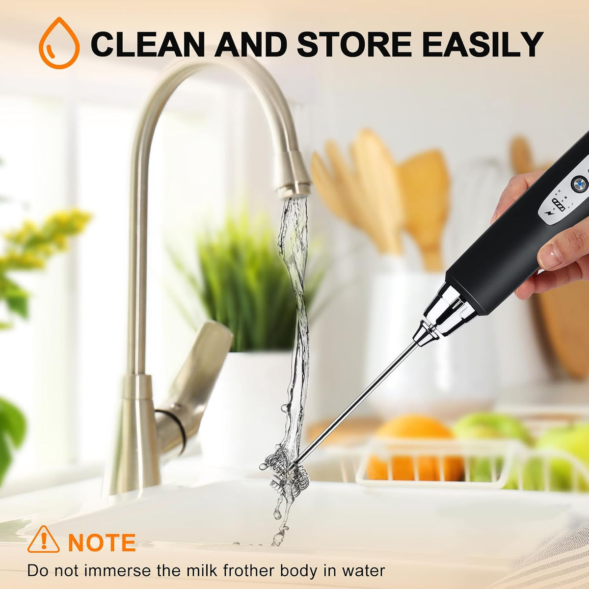 YUSWKO Handheld Electric Frother – Clutter-Free Coffee Bar Upgrade, One Compact Tool Replacing Three Bulky Gadgets