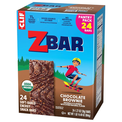Zbar Chocolate Brownie Soft-Baked Granola Bars — Lunchbox Snack Pack for School-Aged Kids, 24 Individually Wrapped Bars