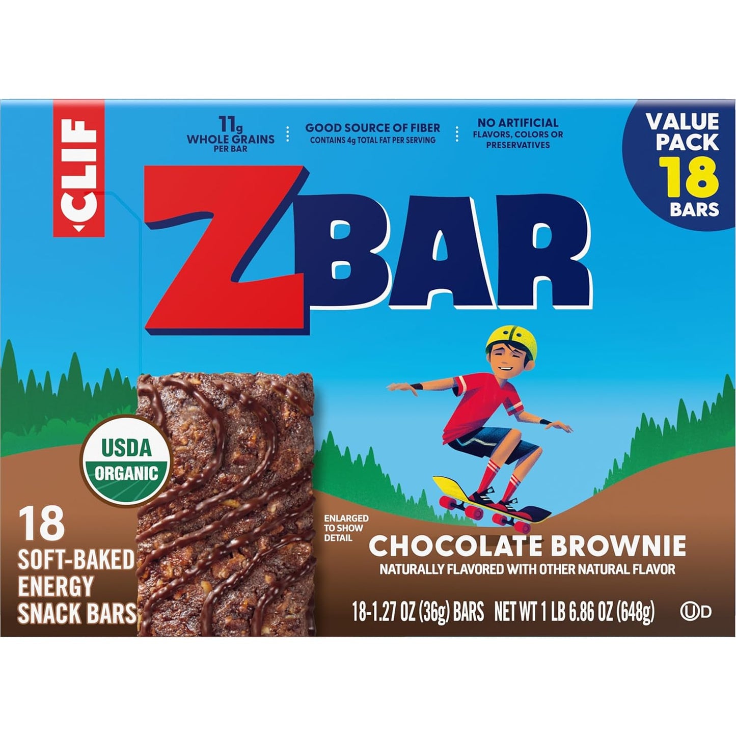 Zbar Chocolate Brownie Soft-Baked Snack Bars – Clean Ingredient Pantry Snack for Health-Conscious Families, Non-GMO Organic