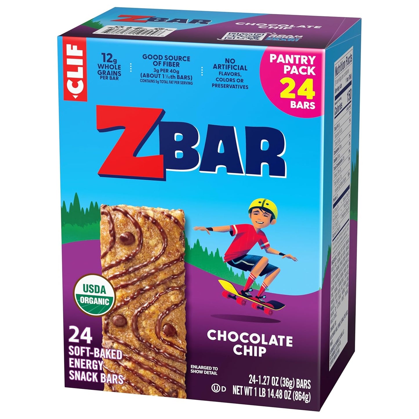Zbar Chocolate Chip Soft-Baked Bars for Clean-Eating Families – 24 Pack USDA Organic Whole Grain Snacks