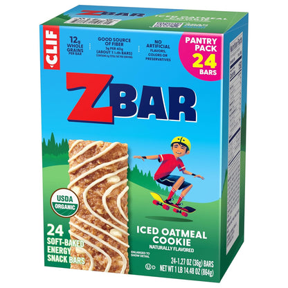 Zbar Iced Oatmeal Cookie Snack Bars – Clean Ingredient Snack for Health-Conscious Families, USDA Organic 24 Pack