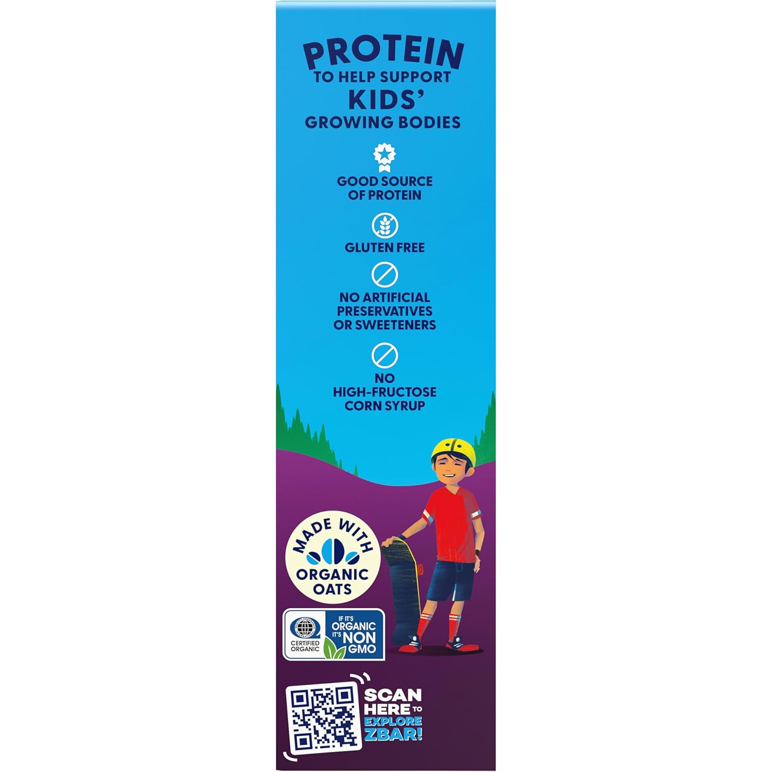 Zbar Protein Chocolate Chip Bars - Portable Hiking and Travel Snack for Active Kids, 5g Protein Individually Wrapped (15 Pack)