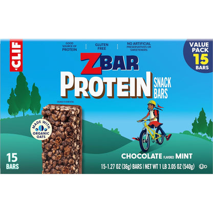 Zbar Protein – Clean-Label Pantry Staple for Health-Conscious Moms, Chocolate Mint Bars (15 Pack)