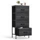 Black Wood Grain - 17.7"D x 11.8"W x 37"H (4 Drawers)