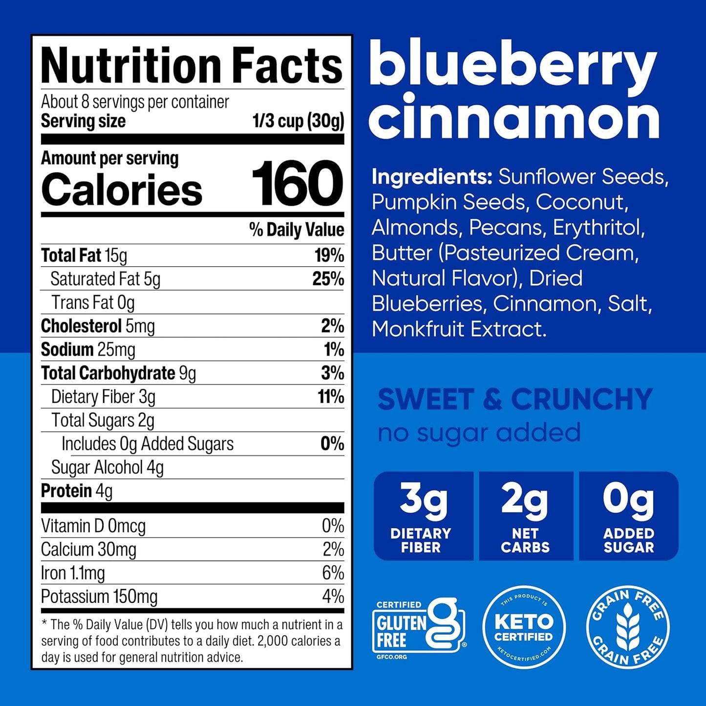 zero added sugar, sweetened with erythritol and monk fruit extract