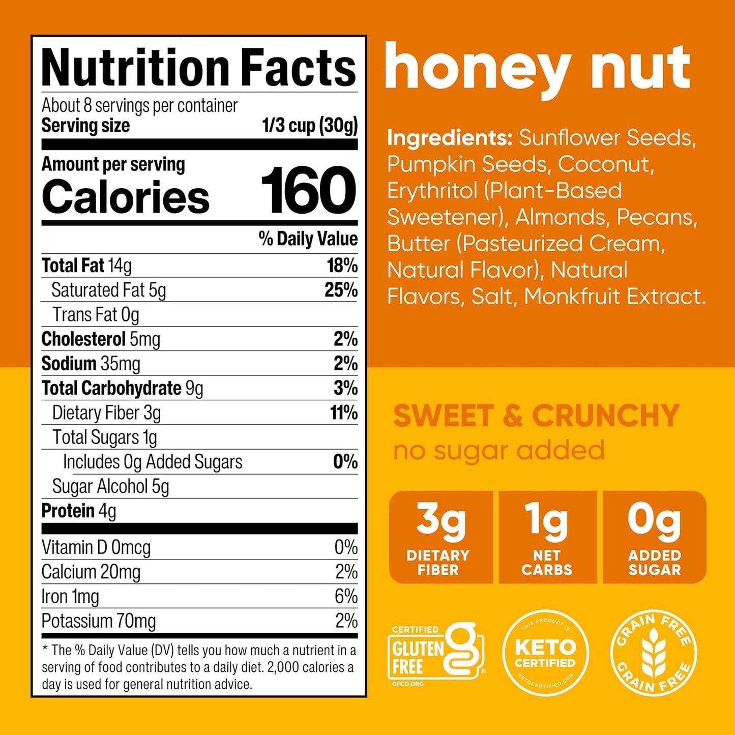 zero added sugar — sweetened with erythritol and monk fruit extract