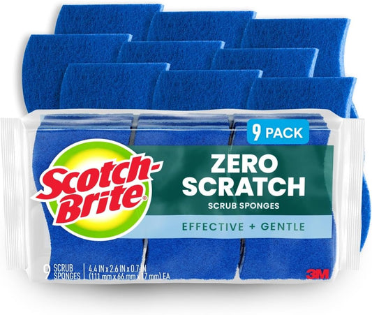 zero-scratch scrubbing fibers safe on nonstick cookware, glassware, and delicate surfaces