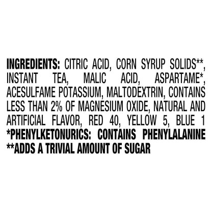 zero sugar, 5 calorie per serving nutritional profile