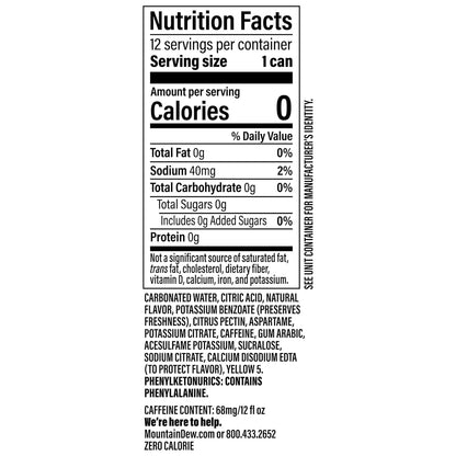 zero sugar and zero calories formulation