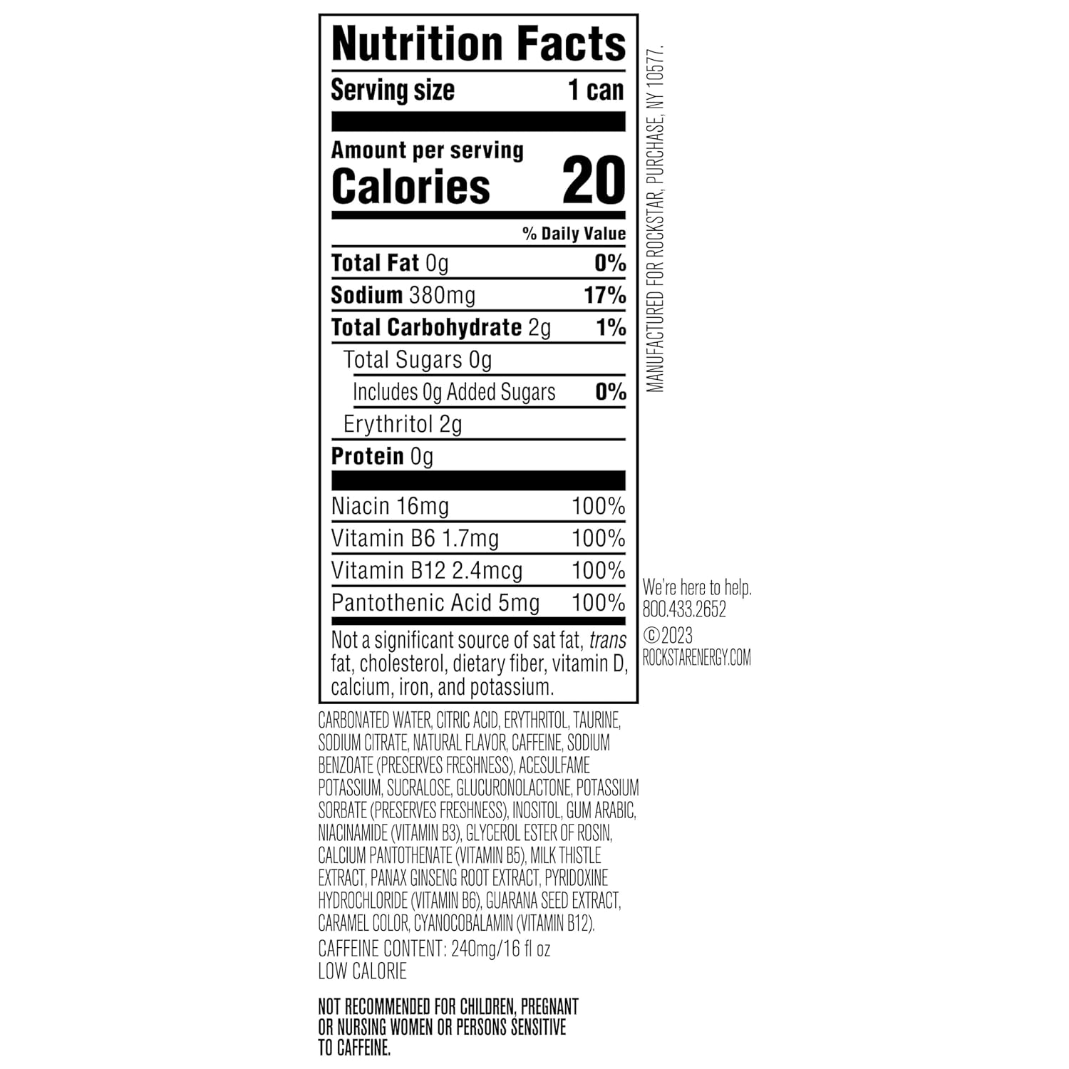 zero sugar formula sweetened with erythritol, acesulfame potassium, and sucralose