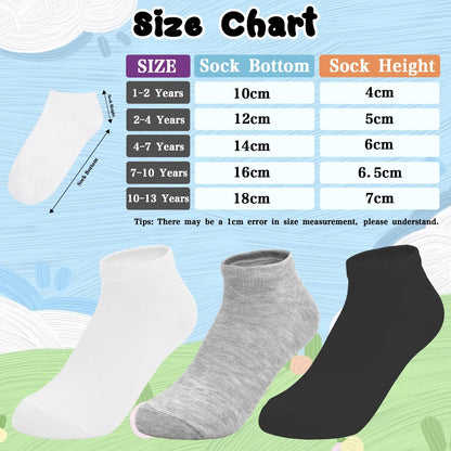 ZERULETS Kids Socks – Solid Color Ankle Socks in White and Black, 20-Pair Clean Basics Pack