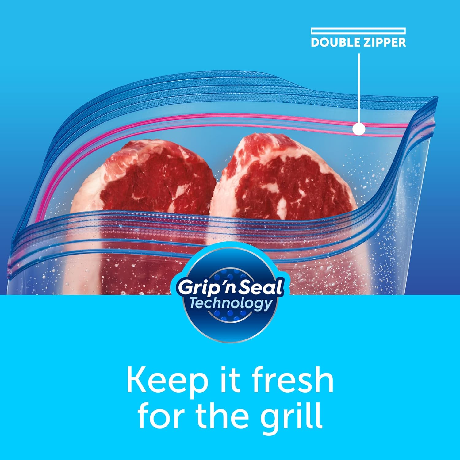 Ziploc Grip 'n Seal Pint Food Storage Bags, BPA-Free Leakproof Freezer Bags for Soup and Sauce Portions, 12 Pack