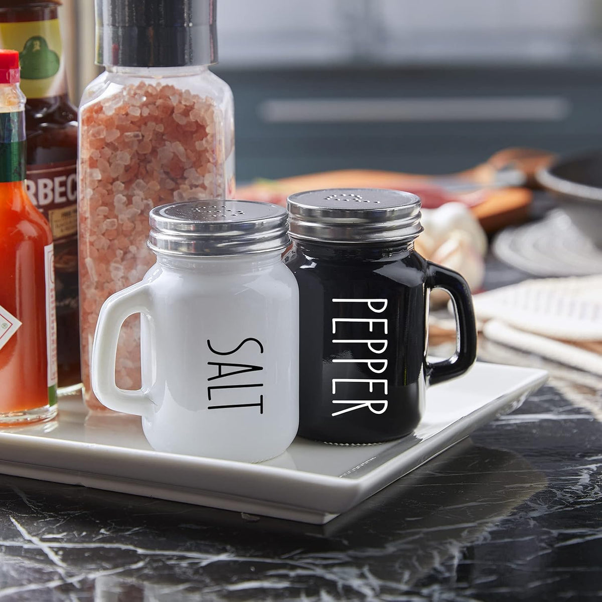 ZOSUJO 4 oz Glass Salt and Pepper Shaker Set – Sleek Kitchen Counterpiece, Less Is More Aesthetic